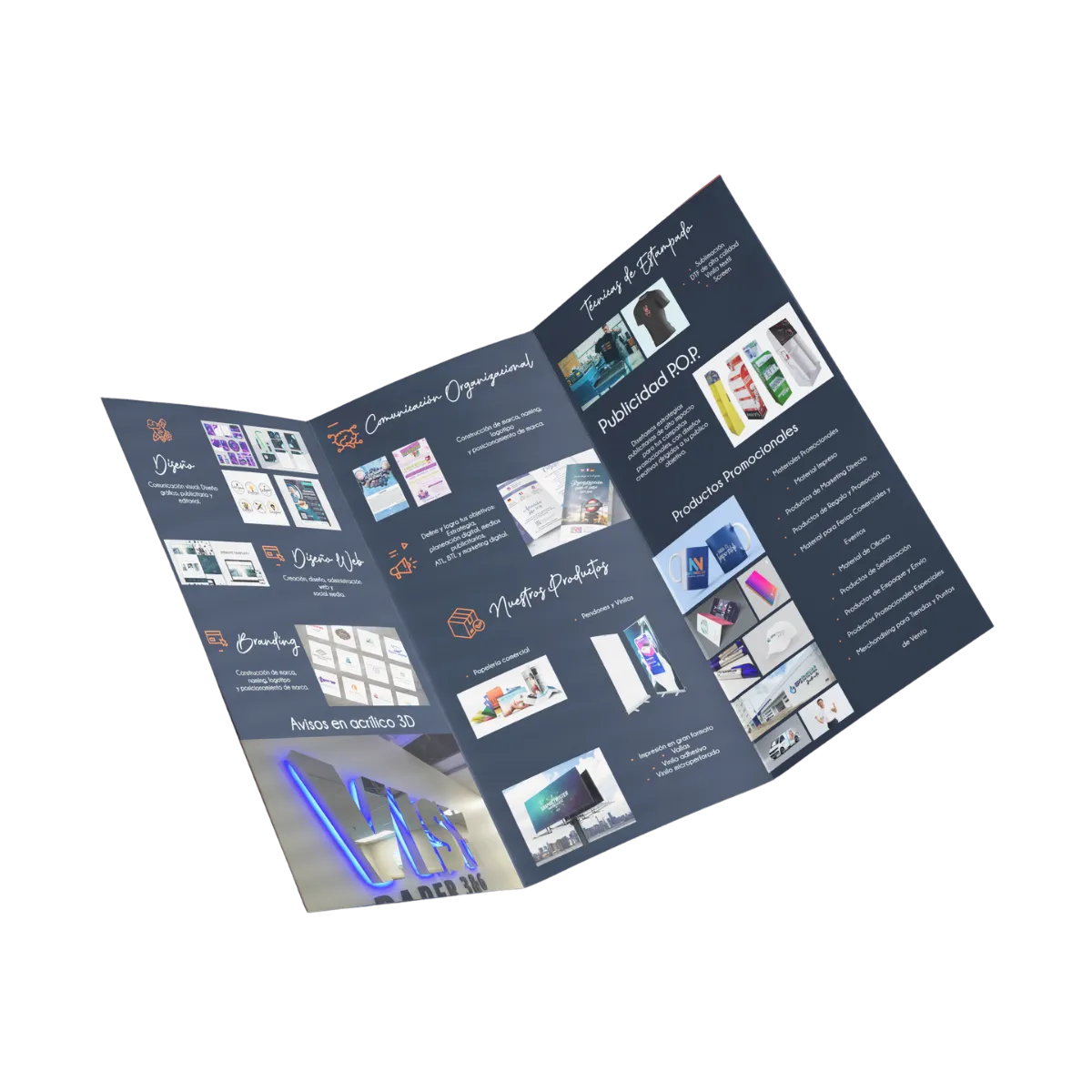 Folleto abierto servicios Eikonecta - Proyecto de Litografía e Impresión y Publicidad en Sincelejo, Sucre y el Caribe - Eikonecta