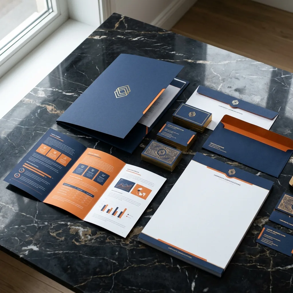 Material litográfico corporativo premium — tarjetas, brochures, carpetas — Proyecto Litografía Eikonecta, Sincelejo